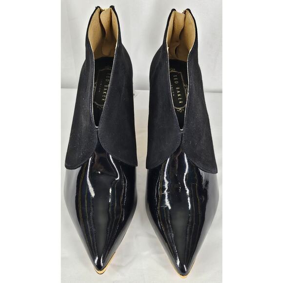 TED BAKER LONDON WOMEN'S BLACK LEATHER HIGH-HEELED ANKLE BOOTS – SIZE 38.5 (8.5) - Picture 3 of 14